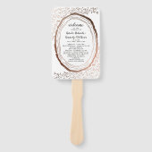 Rustiek houten plak koper bruiloft ceremonie progr handwaaier (Voorkant)