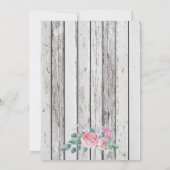 Rustiek houten roze bloemenmetselaar pot baby show kaart (Achterkant)