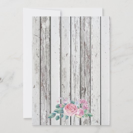 Rustiek houten roze bloemenmetselaar pot baby show kaart (Achterkant)