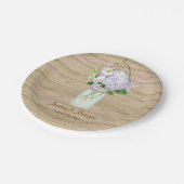 Rustiek Houten Schuur Hek Hydrangea Mason Jar Papieren Bordje (Gekanteld)