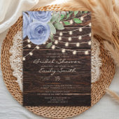 Rustiek houten string lichtblauw bloemig Vrijgezel Kaart