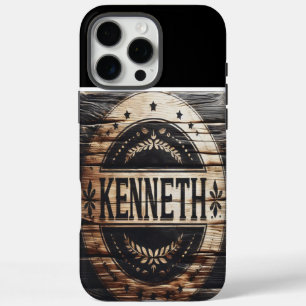 Rustiek houten teken met Kenneth iPhone 16 Pro Max Hoesje