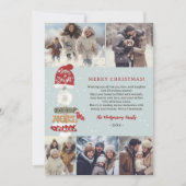 Rustiek houten teken script kerst 5 foto's feestdagenkaart (Voorkant)