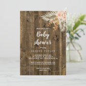 Rustiek houten thema baby shower kaart (Staand voorkant)