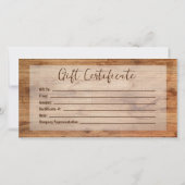 Rustiek Houten Tone Aannemer Logo Cadeaubon (Achterkant)