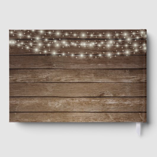 Rustiek houten vat met witte bloemen gastenboek (Achterkant)