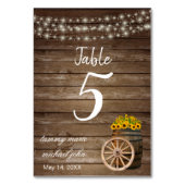 Rustiek houten vat, Zonnebloemen - Tafelnummer (Achterkant)