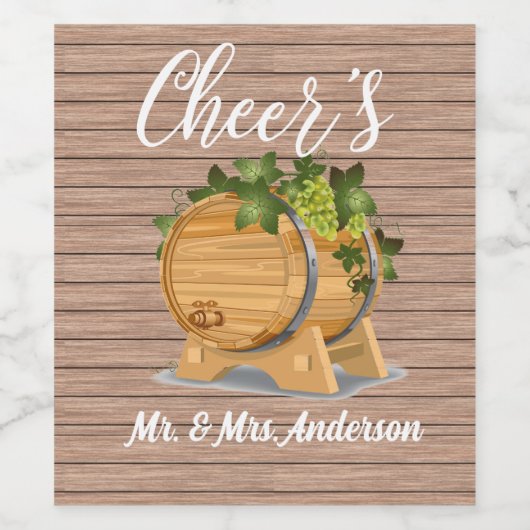 Rustiek houten wijnvat wijn etiket (Enkel label)