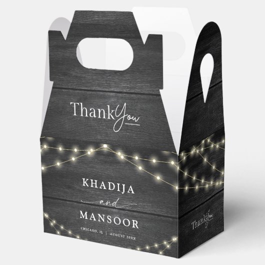 Rustiek Houten Zwart & Wit Huwelijk Dank u Bedankdoosjes (Geopend)