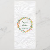 Rustiek Houtkorrel Bloemen Krans Trouwmenu Menu (Achterkant)