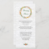 Rustiek Houtkorrel Bloemen Krans Trouwmenu Menu (Voorkant / Achterkant)