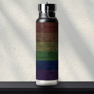 Rustiek Houtkorrel Gay Pride Regenboog Vlag Waterfles