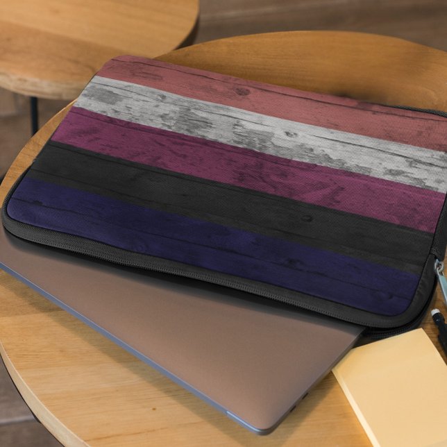 Rustiek Houtkorrel Genderfluid Pride Flag Stripe Laptop Sleeve (Creator heeft geüpload)