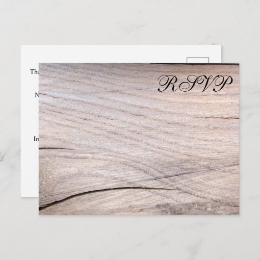 Rustiek Houtkorrel Ontwerp Wedding RSVP Briefkaart (Voorkant / Achterkant)