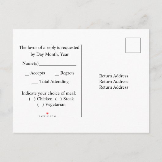 Rustiek Houtkorrel Ontwerp Wedding RSVP Briefkaart (Achterkant)