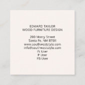 rustiek houtnerfhout vierkante visitekaartje (Achterkant)