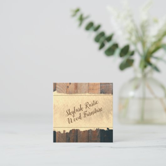 rustiek houtnerfhout vierkante visitekaartje (Staand voorkant)