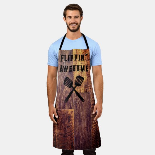 Rustiek houtnerfpatroon schort (Gedragen)