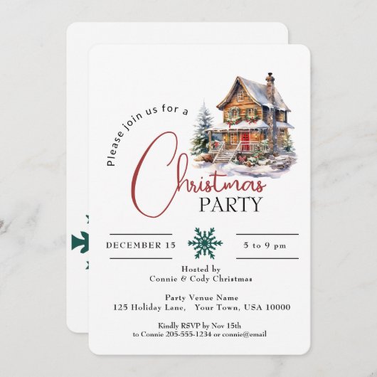 RUSTIEK HUIS IN SNEEUW, KERSTFEEST KAART (Voorkant / Achterkant)