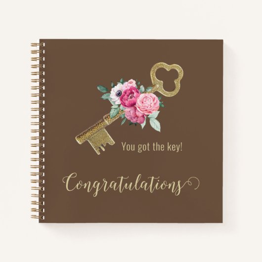 Rustiek huis Key Floral Vintage | Gefeliciteerd Notitieboek (Voorkant)