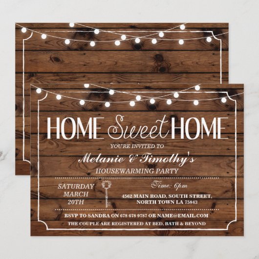 Rustiek Huis Sweet Home Huisverwarmende Lichten Ui Kaart (Voorkant / Achterkant)