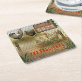 Rustiek Huis Sweet Home  Kippen Naam Kartonnen Onderzetters (Schuin)