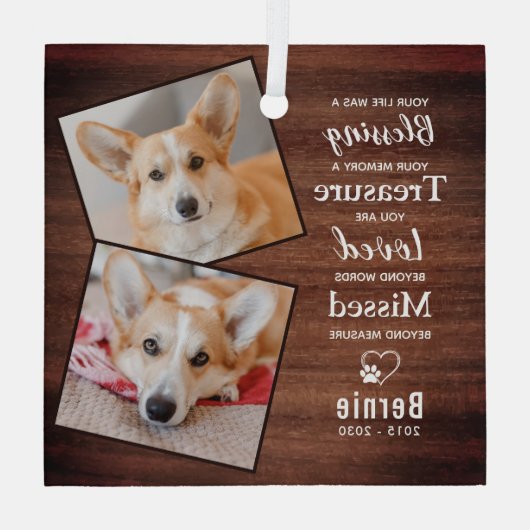 Rustiek Huisdier Memorial Herdenking Gedicht Hond Glas Ornament (Achterkant)