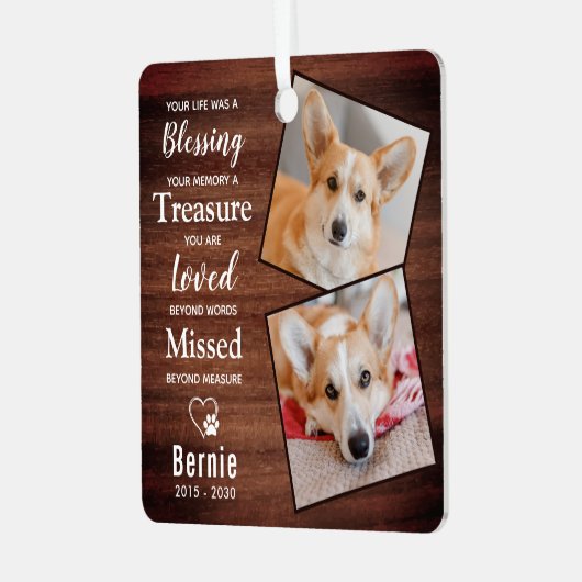 Rustiek Huisdier Memorial Herdenking Gedicht Hond  Metalen Ornament (Voorkant links)