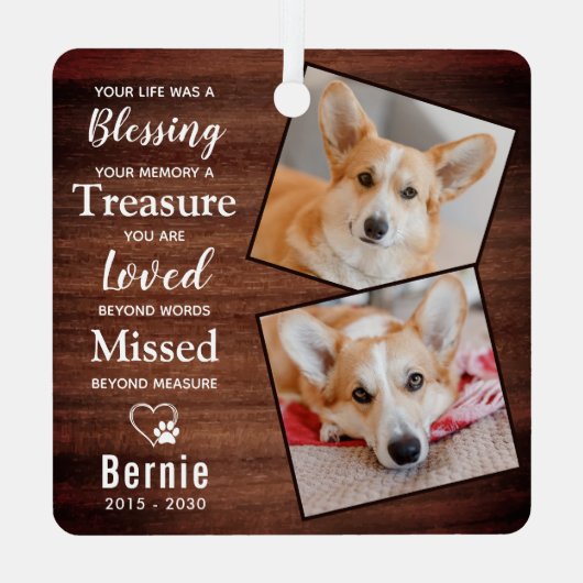 Rustiek Huisdier Memorial Herdenking Gedicht Hond Metalen Ornament (Achterkant)