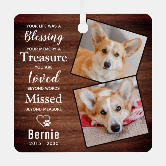 Rustiek Huisdier Memorial Herdenking Gedicht Hond  Metalen Ornament (Voorkant)