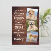 Rustiek huisdier verlies gepersonaliseerd 3 foto h bedankkaart (Staand voorkant)