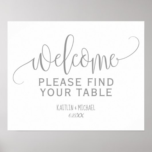 Rustiek Huwelijk Vind Je Tafel Bord (Grijs) Poster (Voorkant)