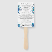 Rustiek huwelijksprogramma Fan Blue Waterverf Flow Handwaaier (Achterkant)