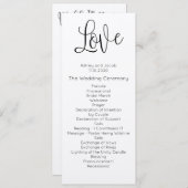 Rustiek huwelijksprogramma. Liefs. Kraft-ceremonie Programmakaart (Voorkant / Achterkant)