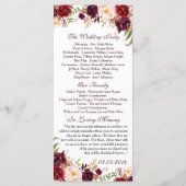 Rustiek huwelijksprogramma Marsala Waterverf Flowe Programmakaart (Achterkant)