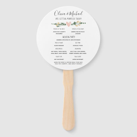 Rustiek huwelijksprogramma Orde der Gebeurtenissen Handwaaier (Voorkant)