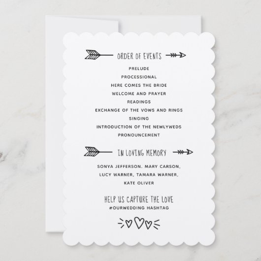 Rustiek huwelijksprogramma Orde der Gebeurtenissen Kaart (Achterkant)