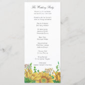 Rustiek huwelijksprogramma Zonnebloem Country cere Programmakaart (Achterkant)