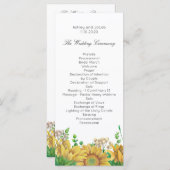 Rustiek huwelijksprogramma Zonnebloem Country cere Programmakaart (Voorkant / Achterkant)