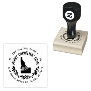 Rustiek Idaho Vrolijk Kerstmis retour adres Rubberstempel