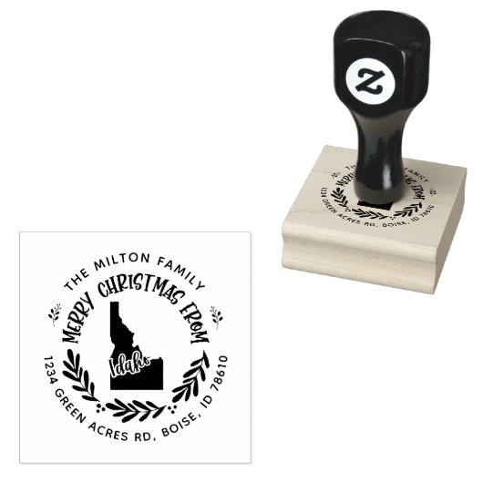 Rustiek Idaho Vrolijk Kerstmis retour adres Rubberstempel (Gestempeld)