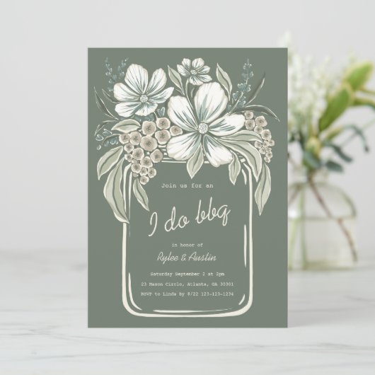 Rustiek Ik doe BBQ Koppels Douche Uitnodiging (Staand voorkant)