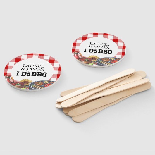 Rustiek Ik Doe BBQ Paar Douche Party Gingham Handwaaier (Niet-gemonteerd)