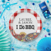 Rustiek Ik Doe BBQ Paar Douche Party Gingham Papieren Bordje (Feest)