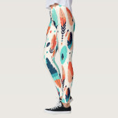 Rustiek Ikat-bladpatroon Leggings (Links)