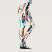 Rustiek Ikat-bladpatroon Leggings (Rechts)