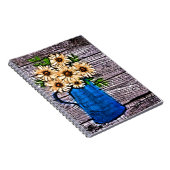 Rustiek impressionisme blauwe vaas gele zonnebloem notitieboek (Rechterzijde)