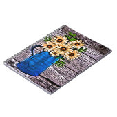 Rustiek impressionisme blauwe vaas gele zonnebloem notitieboek (Linkerzijde)