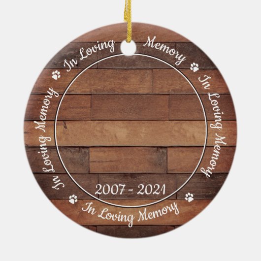 Rustiek in liefdevolle herinnering Unieke foto Pet Keramisch Ornament (Achterkant)