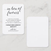 Rustiek in plaats van gunsten donatie bruiloft plaatskaartje (Voorkant / Achterkant)